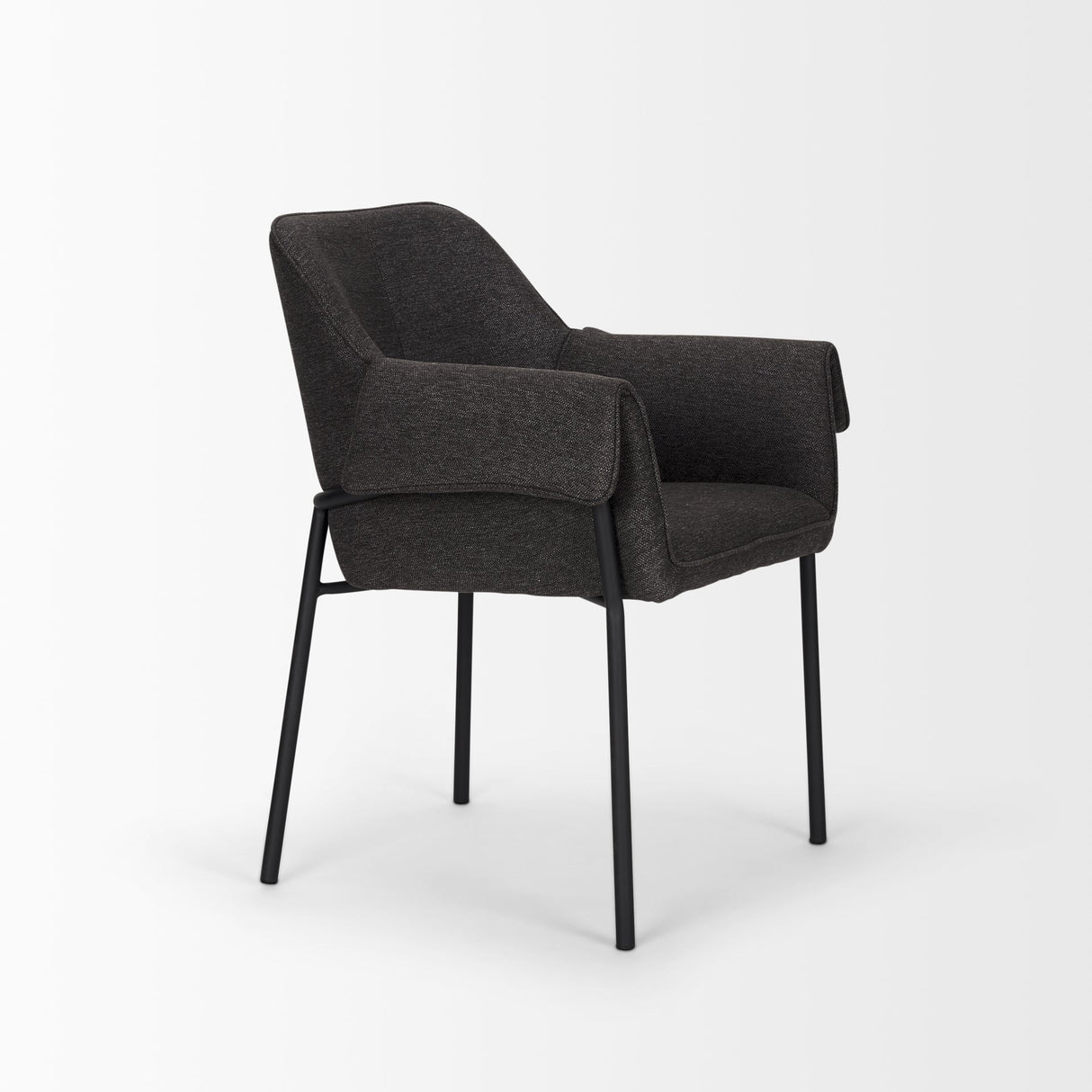 Brently Dining Chair w/ Gray Fabric & Matte Black Metal Legs, Set of 2 by Mercana at Eve Furniture