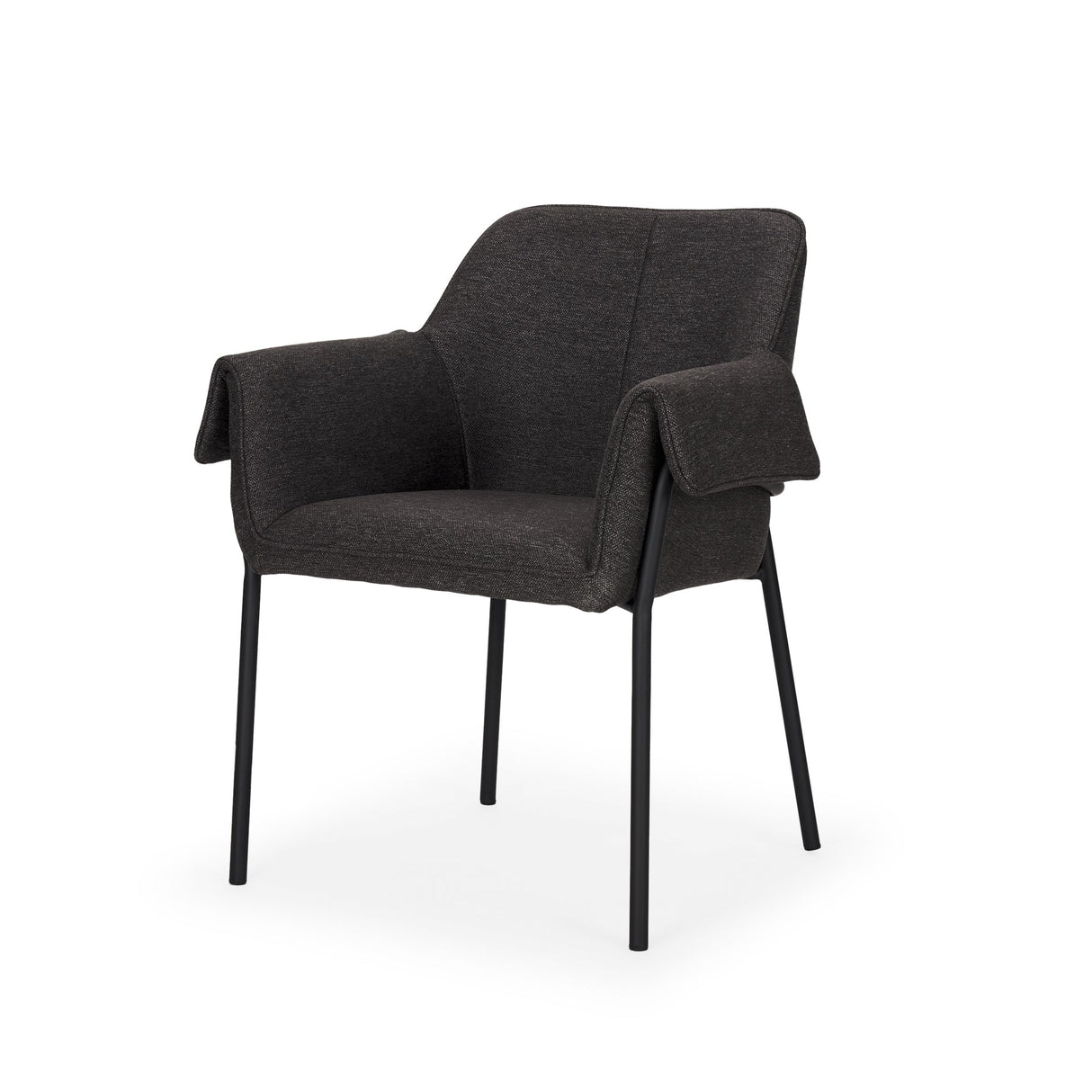 Brently Dining Chair w/ Gray Fabric & Matte Black Metal Legs, Set of 2 by Mercana at Eve Furniture