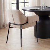 Brently Dining Chair w/ Oatmeal Fabric & Matte Black Metal Legs, Set of 2 by Mercana at Eve Furniture