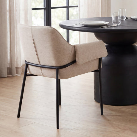 Brently Dining Chair w/ Oatmeal Fabric & Matte Black Metal Legs, Set of 2 by Mercana at Eve Furniture