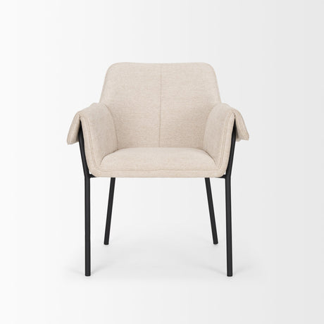Brently Dining Chair w/ Oatmeal Fabric & Matte Black Metal Legs, Set of 2 by Mercana at Eve Furniture