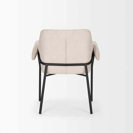 Brently Dining Chair w/ Oatmeal Fabric & Matte Black Metal Legs, Set of 2 by Mercana at Eve Furniture