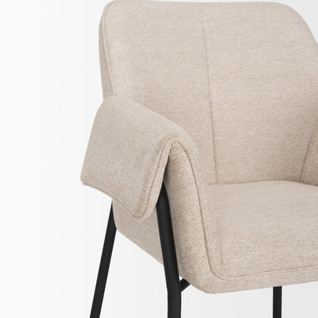 Brently Dining Chair w/ Oatmeal Fabric & Matte Black Metal Legs, Set of 2 by Mercana at Eve Furniture