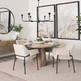 Brently Dining Chair w/ Oatmeal Fabric & Matte Black Metal Legs, Set of 2 by Mercana at Eve Furniture