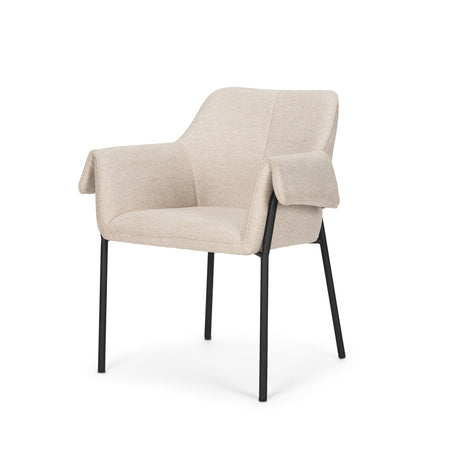 Brently Dining Chair w/ Oatmeal Fabric & Matte Black Metal Legs, Set of 2 by Mercana at Eve Furniture