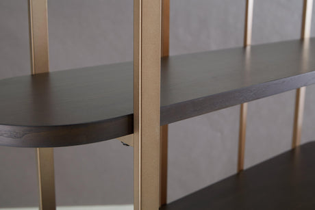 Brentmour Brown/Gold Finish Bookcase by Ashley at Eve Furniture