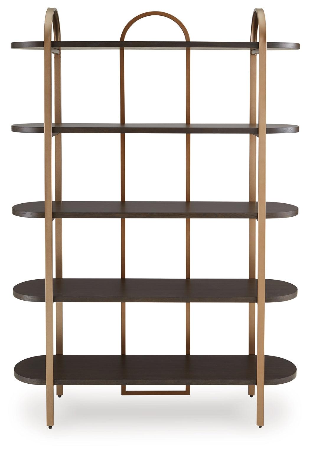 Brentmour Brown/Gold Finish Bookcase by Ashley at Eve Furniture