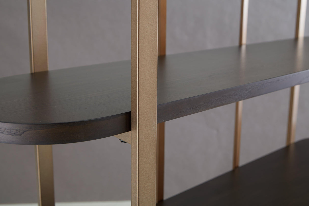 Brentmour Brown/Gold Finish Bookcase by Ashley at Eve Furniture