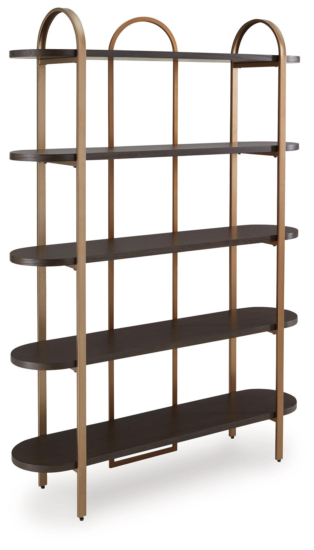 Brentmour Brown/Gold Finish Bookcase by Ashley at Eve Furniture