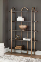 Brentmour Brown/Gold Finish Bookcase by Ashley at Eve Furniture