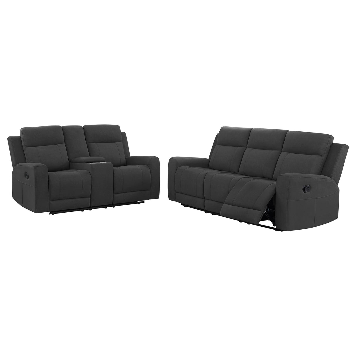 Brentwood 2-piece Upholstered Motion Reclining Sofa Set Dark Charcoal