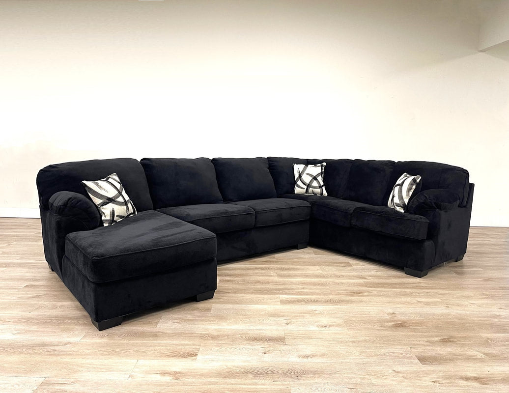 Brentwood Black Fabric Sectional