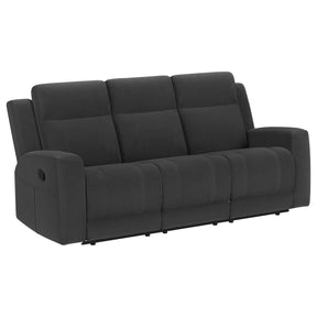 Brentwood Dark Charcoal Upholstered Motion Reclining Sofa by Coaster at Eve Furniture