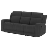 Brentwood Dark Charcoal Upholstered Motion Reclining Sofa by Coaster at Eve Furniture