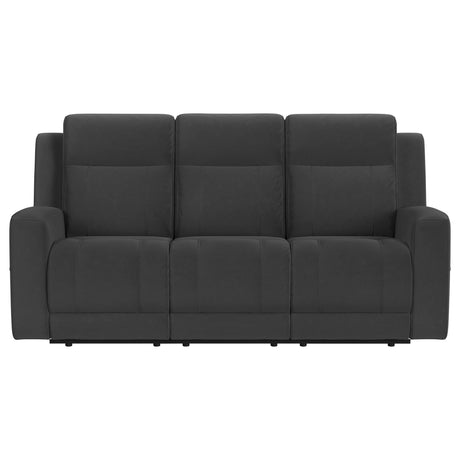 Brentwood Dark Charcoal Upholstered Motion Reclining Sofa by Coaster at Eve Furniture