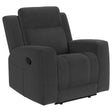 Brentwood Dark Charcoal Upholstered Recliner Chair by Coaster at Eve Furniture