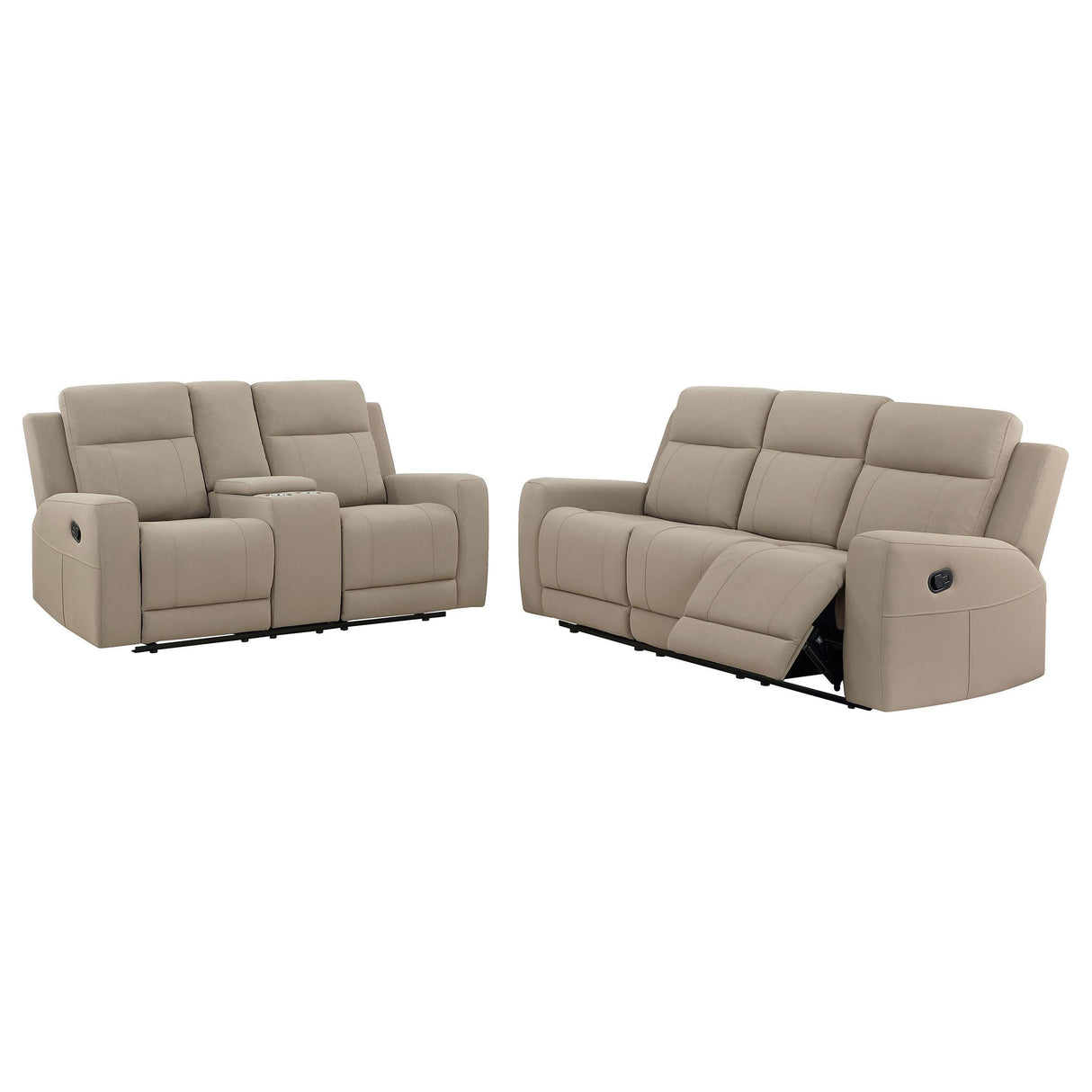 Brentwood Taupe 2-piece Upholstered Motion Reclining Sofa Set by Coaster at Eve Furniture
