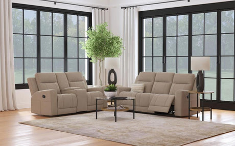 Brentwood Taupe 2-piece Upholstered Motion Reclining Sofa Set by Coaster at Eve Furniture