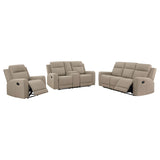 Brentwood Taupe 3-piece Upholstered Motion Reclining Sofa Set by Coaster at Eve Furniture