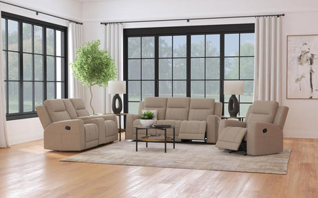Brentwood Taupe 3-piece Upholstered Motion Reclining Sofa Set by Coaster at Eve Furniture