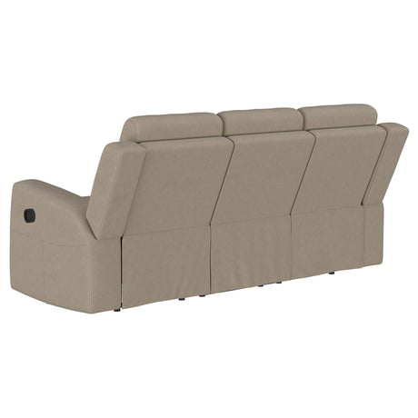 Brentwood Taupe Upholstered Manual Reclining Living Room Set by Coaster at Eve Furniture
