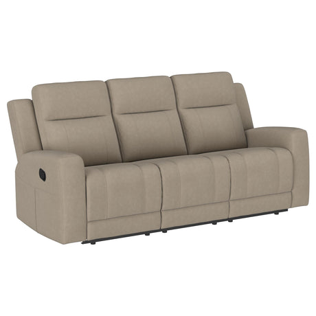 Brentwood Taupe Upholstered Manual Reclining Living Room Set by Coaster at Eve Furniture