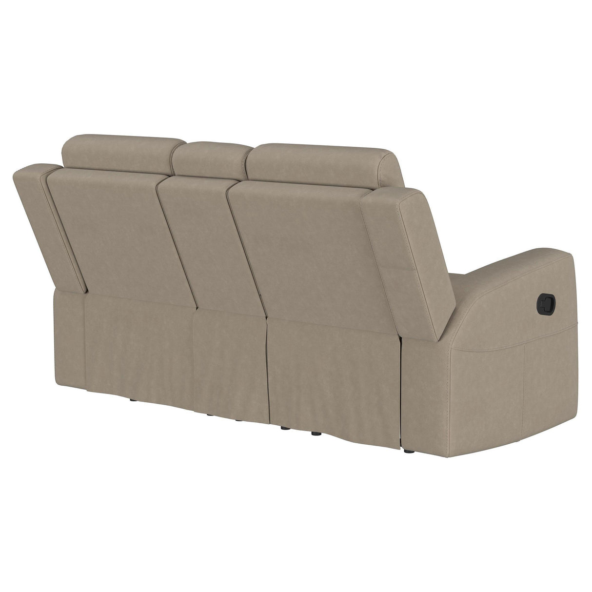 Brentwood Taupe Upholstered Motion Reclining Loveseat with Console by Coaster at Eve Furniture