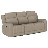 Brentwood Taupe Upholstered Motion Reclining Sofa by Coaster at Eve Furniture