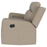 Brentwood Taupe Upholstered Motion Reclining Sofa by Coaster at Eve Furniture