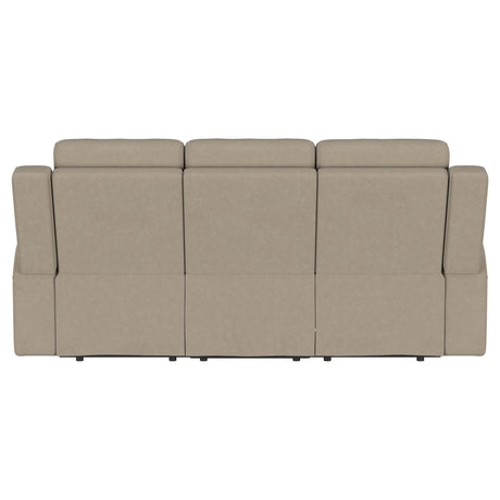 Brentwood Taupe Upholstered Motion Reclining Sofa by Coaster at Eve Furniture