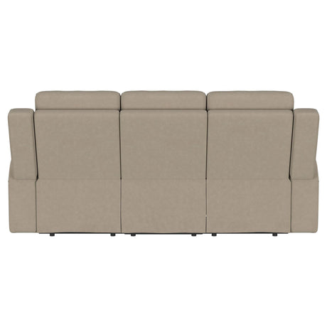 Brentwood Taupe Upholstered Motion Reclining Sofa by Coaster at Eve Furniture