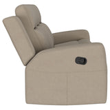 Brentwood Taupe Upholstered Motion Reclining Sofa by Coaster at Eve Furniture
