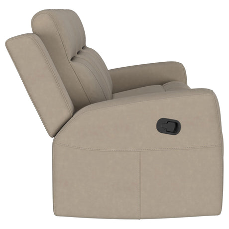 Brentwood Taupe Upholstered Motion Reclining Sofa by Coaster at Eve Furniture