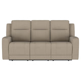 Brentwood Taupe Upholstered Motion Reclining Sofa by Coaster at Eve Furniture