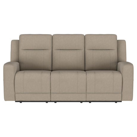 Brentwood Taupe Upholstered Motion Reclining Sofa by Coaster at Eve Furniture