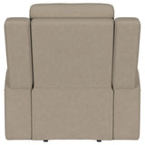 Brentwood Taupe Upholstered Recliner Chair by Coaster at Eve Furniture