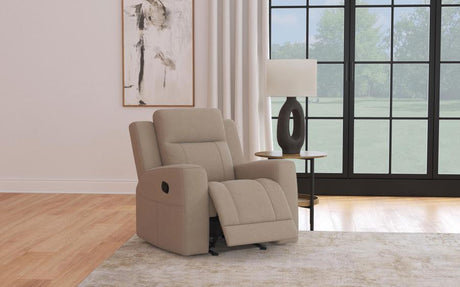 Brentwood Taupe Upholstered Recliner Chair by Coaster at Eve Furniture