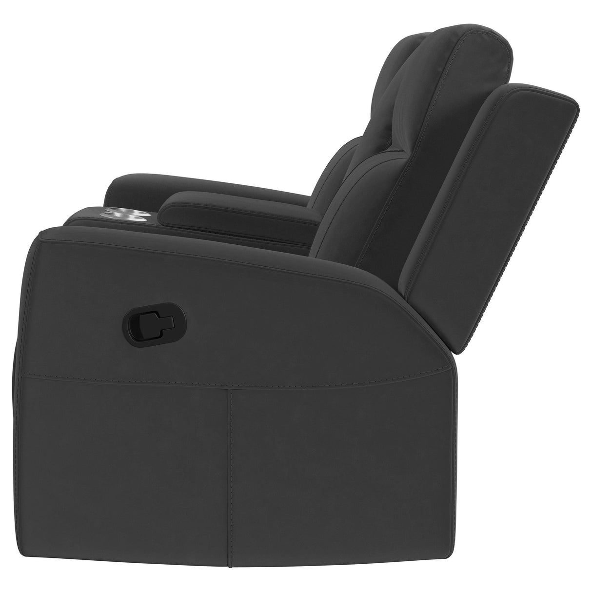 Brentwood Upholstered Motion Reclining Loveseat with Console Dark Charcoal