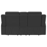 Brentwood Upholstered Motion Reclining Loveseat with Console Dark Charcoal