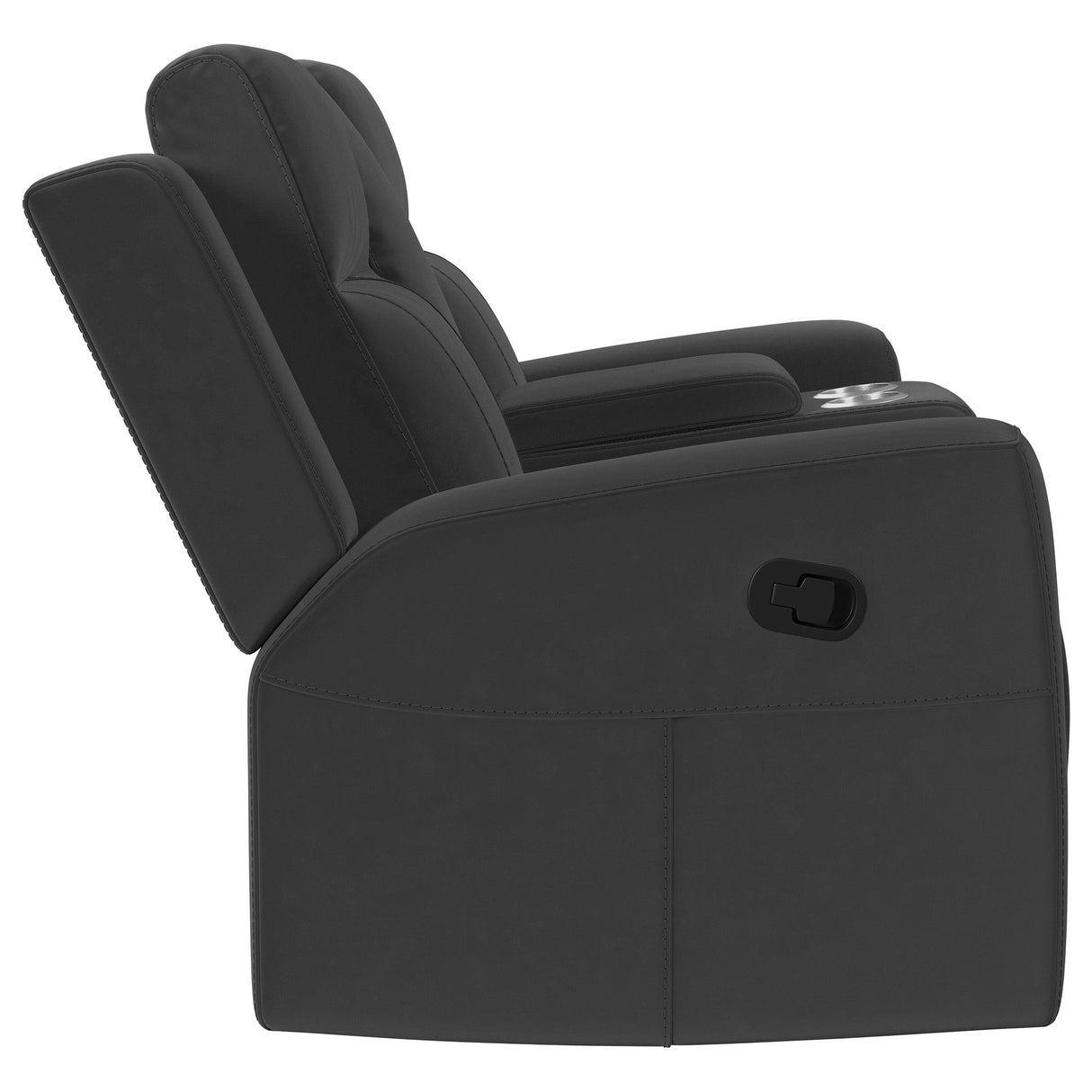 Brentwood Upholstered Motion Reclining Loveseat with Console Dark Charcoal