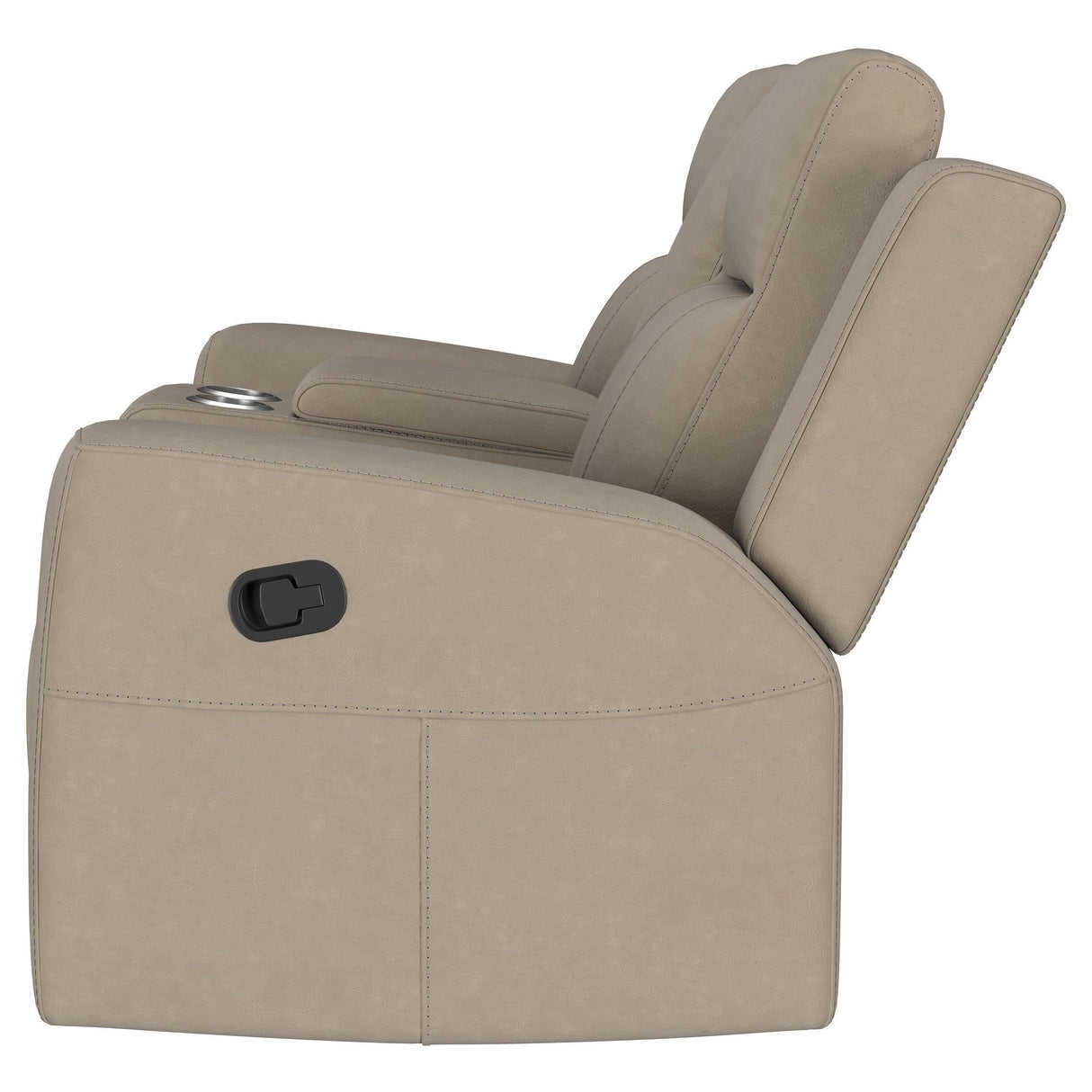 Brentwood Upholstered Motion Reclining Loveseat with Console Taupe