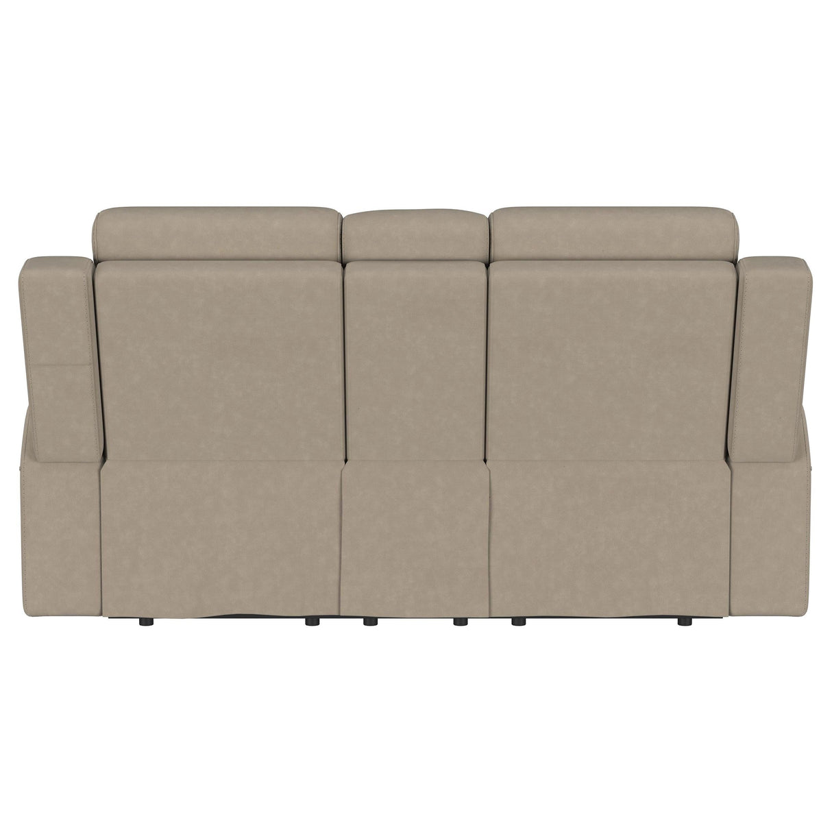 Brentwood Upholstered Motion Reclining Loveseat with Console Taupe