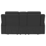 Brentwood Dark Charcoal Upholstered Motion Reclining Loveseat with Console by Coaster at Eve Furniture