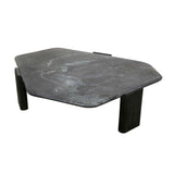 Breton 64" Hexagonal Coffee Table with Lava Marble Top with Dark Mango Base