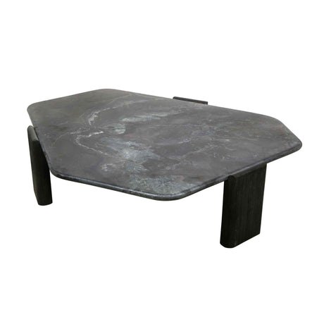 Breton 64" Hexagonal Coffee Table with Lava Marble Top with Dark Mango Base by Home Trends & Design at Eve Furniture