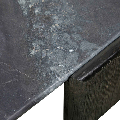 Breton 64" Hexagonal Coffee Table with Lava Marble Top with Dark Mango Base by Home Trends & Design at Eve Furniture