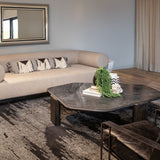 Breton 64" Hexagonal Coffee Table with Lava Marble Top with Dark Mango Base by Home Trends & Design at Eve Furniture