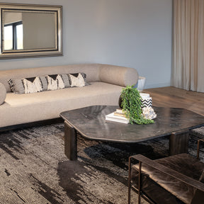 Breton 64" Hexagonal Coffee Table with Lava Marble Top with Dark Mango Base by Home Trends & Design at Eve Furniture