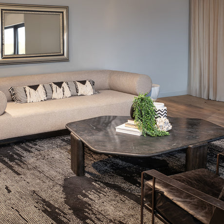 Breton 64" Hexagonal Coffee Table with Lava Marble Top with Dark Mango Base by Home Trends & Design at Eve Furniture