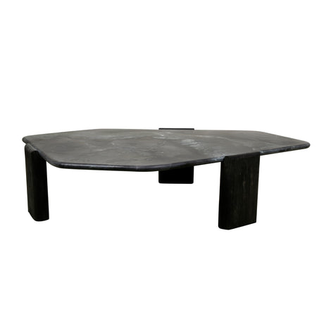 Breton 64" Hexagonal Coffee Table with Lava Marble Top with Dark Mango Base by Home Trends & Design at Eve Furniture